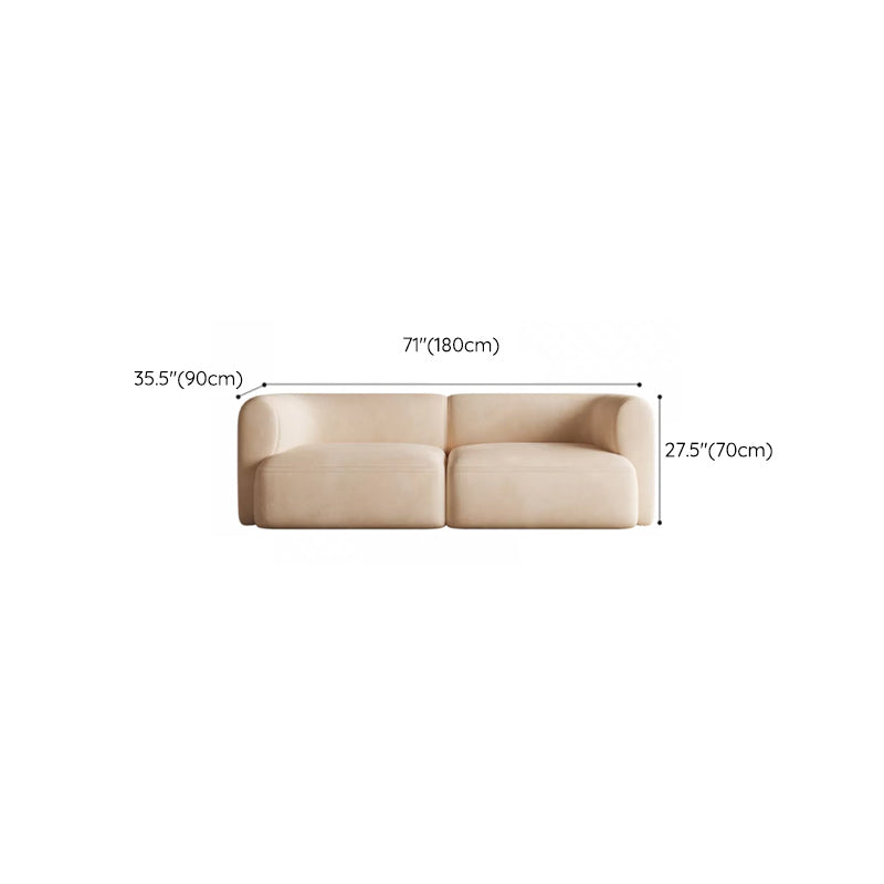Minimalist 27.6-In H Sofa and Chaise Brown & Beige Sofa with One Side Arm Clearhalo 'furn' 'furn_sectionals' 'Furniture' 'Living Room Furniture' 'Sectionals' 6606939