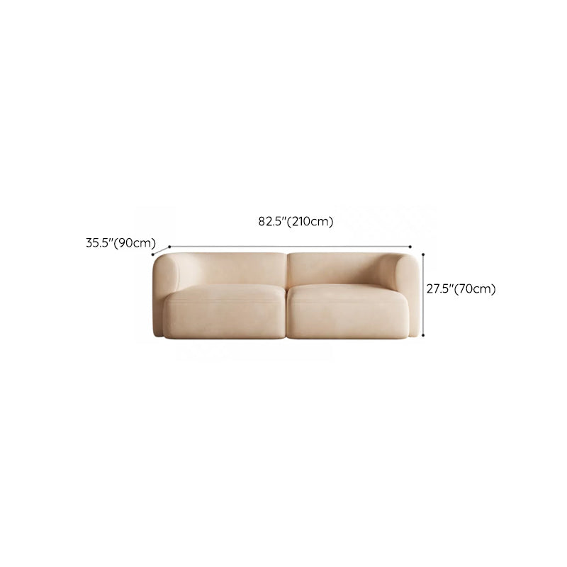 Minimalist 27.6-In H Sofa and Chaise Brown & Beige Sofa with One Side Arm Clearhalo 'furn' 'furn_sectionals' 'Furniture' 'Living Room Furniture' 'Sectionals' 6606940