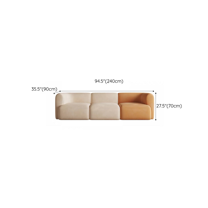 Minimalist 27.6-In H Sofa and Chaise Brown & Beige Sofa with One Side Arm Clearhalo 'furn' 'furn_sectionals' 'Furniture' 'Living Room Furniture' 'Sectionals' 6606941