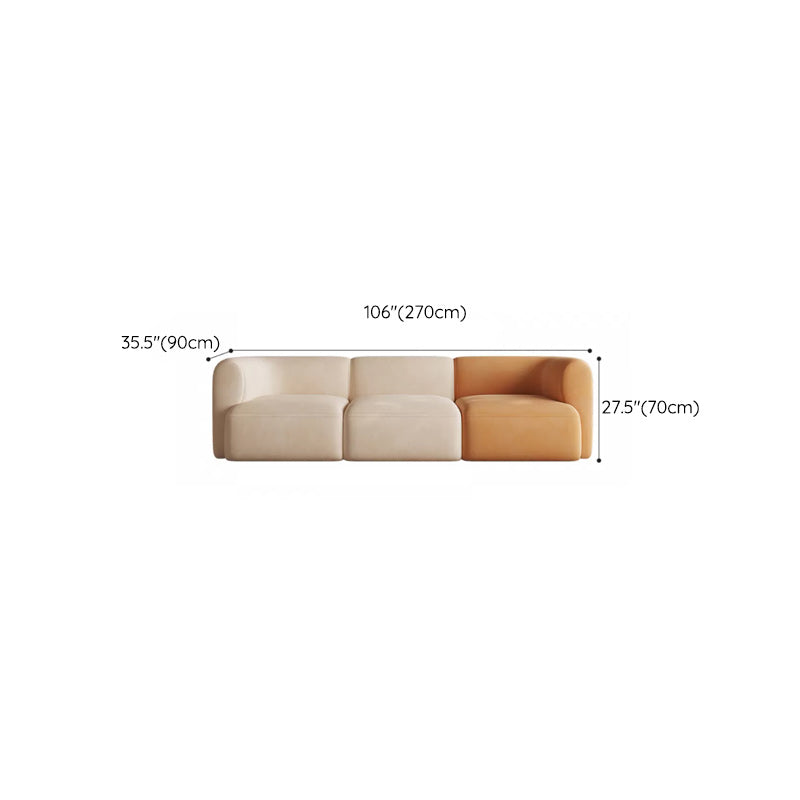 Minimalist 27.6-In H Sofa and Chaise Brown & Beige Sofa with One Side Arm Clearhalo 'furn' 'furn_sectionals' 'Furniture' 'Living Room Furniture' 'Sectionals' 6606942