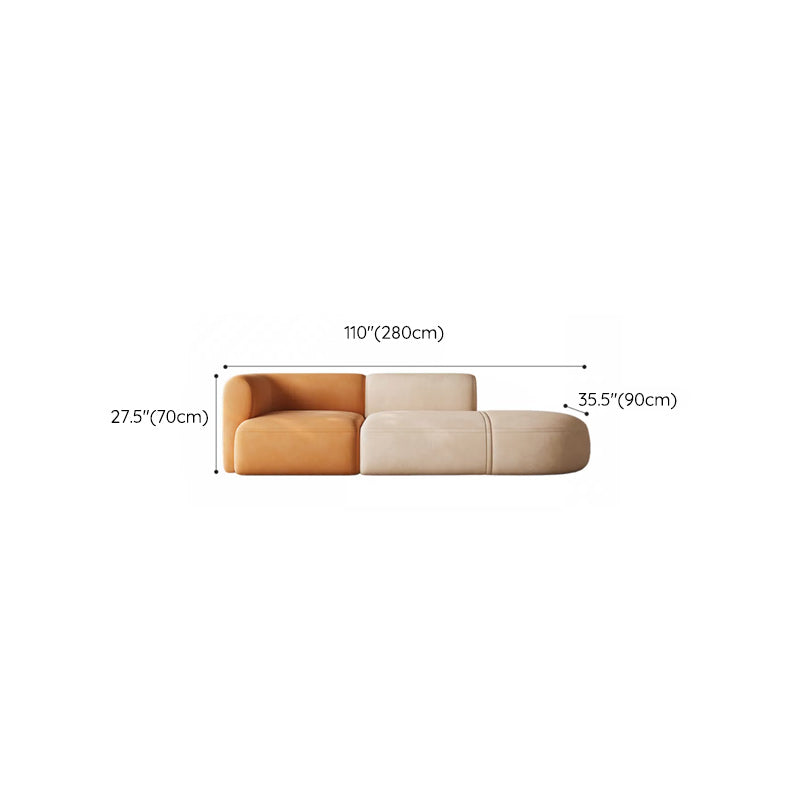 Minimalist 27.6-In H Sofa and Chaise Brown & Beige Sofa with One Side Arm Clearhalo 'furn' 'furn_sectionals' 'Furniture' 'Living Room Furniture' 'Sectionals' 6606944