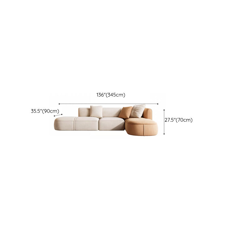 Minimalist 27.6-In H Sofa and Chaise Brown & Beige Sofa with One Side Arm Clearhalo 'furn' 'furn_sectionals' 'Furniture' 'Living Room Furniture' 'Sectionals' 6606950
