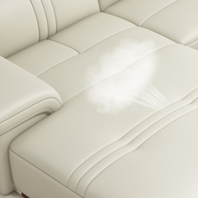 Divano sezionale in pelle autentica beige cuscino.