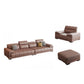 Faux Leather Sofa and Chaise Pillow Top Arm Sewn Pillow Back Seating