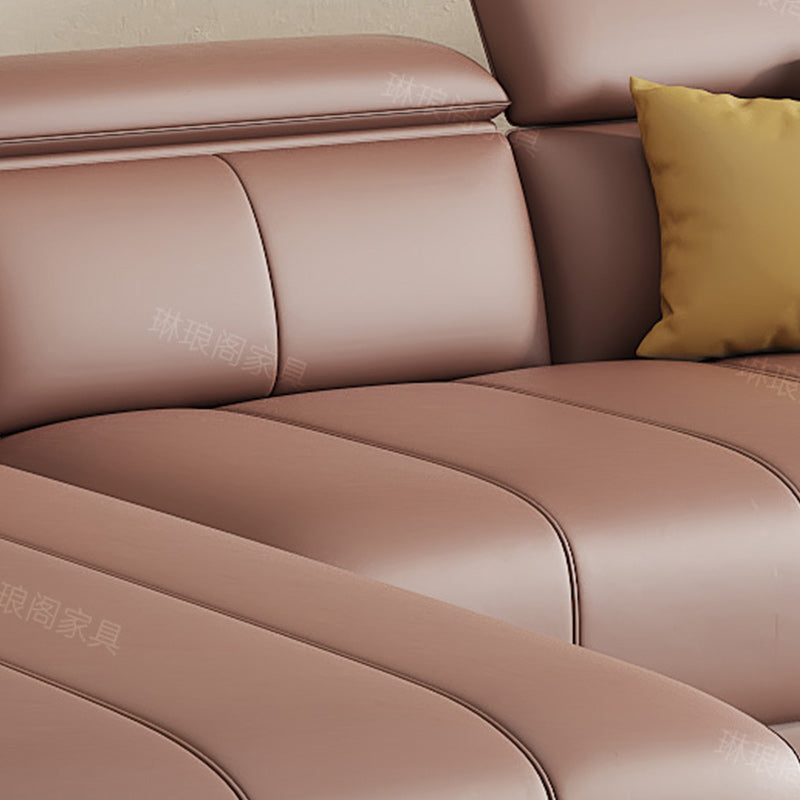 Faux Leather Sofa and Chaise Pillow Top Arm Sewn Pillow Back Seating