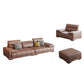 Faux Leather Sofa and Chaise Pillow Top Arm Sewn Pillow Back Seating
