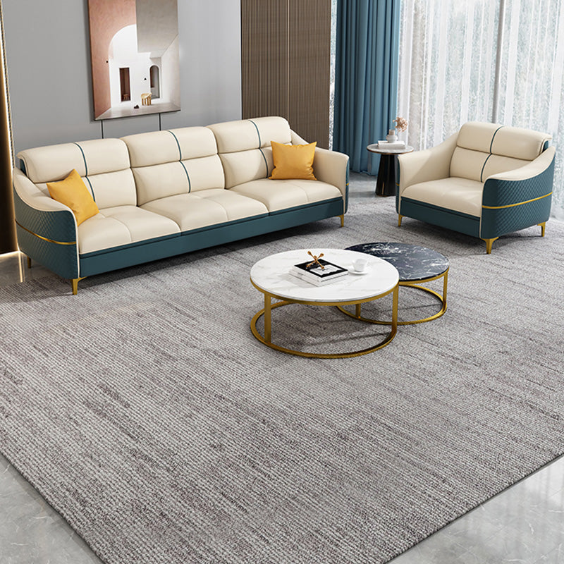 Glam 34,6 "breit beige Sofleder Leder Gold Standard Sitzplätze für Wohnzimmer