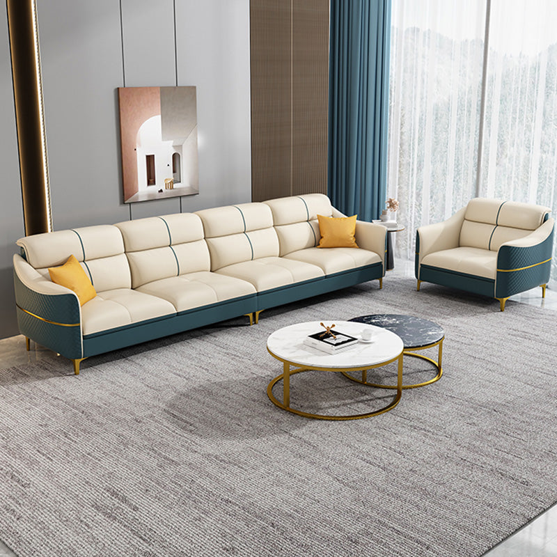 Glam 34,6 "breit beige Sofleder Leder Gold Standard Sitzplätze für Wohnzimmer
