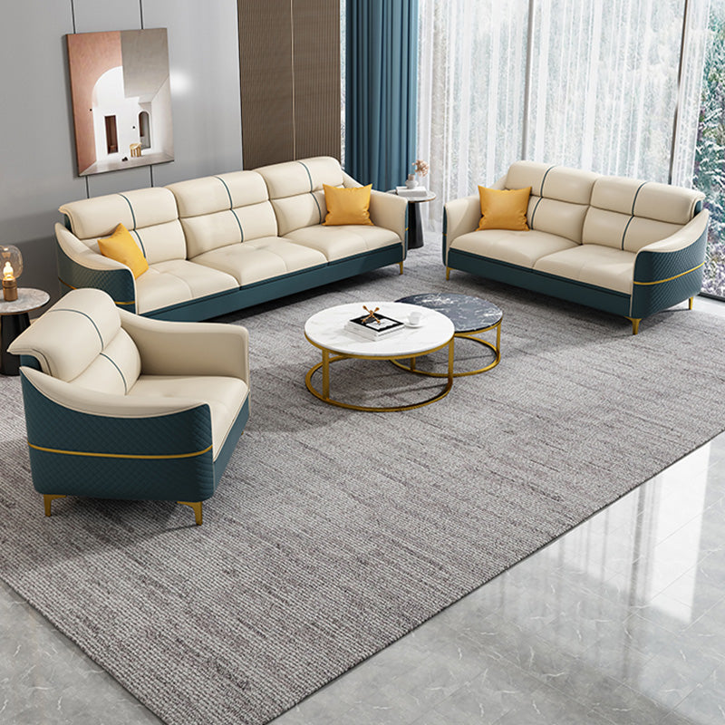 Asiento estándar de oro de cuero de cuero de cuero de beige de 34,6 "para la sala de estar para sala de estar