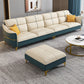 Glam 34.6" Wide Beige Settee Leather Gold Standard Seating for Living Room