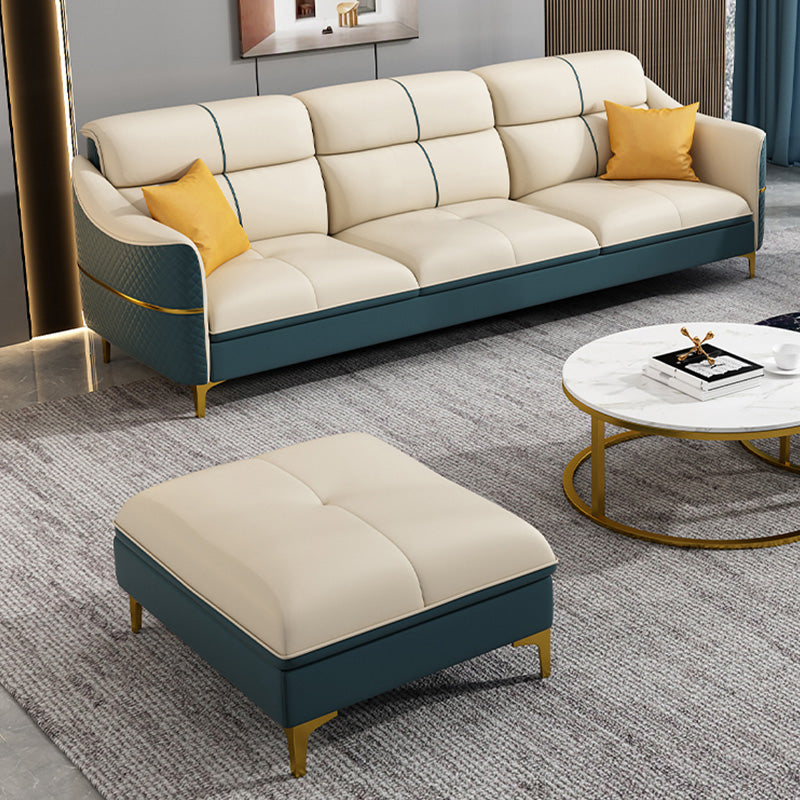 Asiento estándar de oro de cuero de cuero de cuero de beige de 34,6 "para la sala de estar para sala de estar