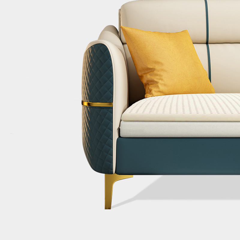 Glam 34,6 "breit beige Sofleder Leder Gold Standard Sitzplätze für Wohnzimmer