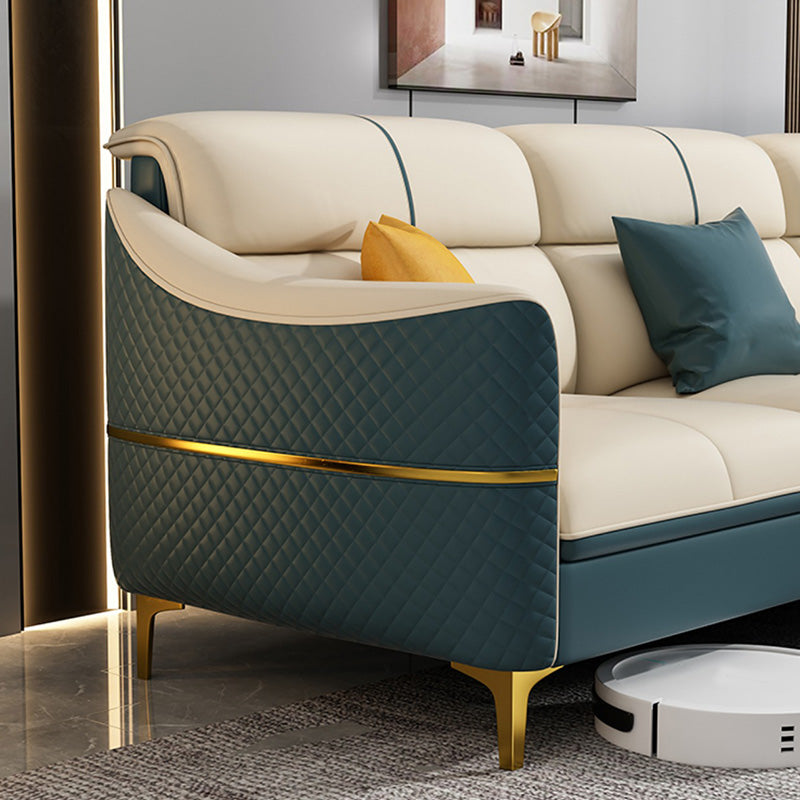 Glam 34,6 "breit beige Sofleder Leder Gold Standard Sitzplätze für Wohnzimmer