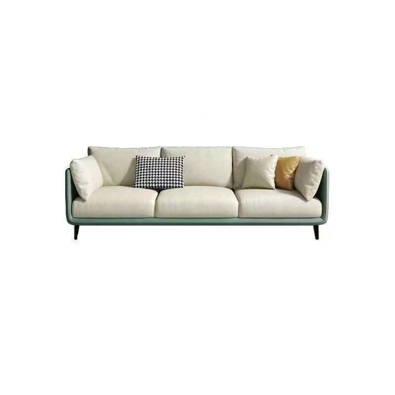 Glam Living Room 3-seater Sofa Leather Pillow Top Arm Seating Green-White Tech Cloth Clearhalo 'furn' 'furn_sofas' 'Furniture' 'Living Room Furniture' 'Sofa' 'sofas' 6607116