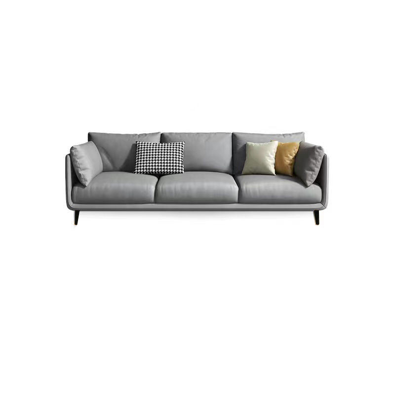 Glam Living Room 3-seater Sofa Leather Pillow Top Arm Seating Light Gray Tech Cloth Clearhalo 'furn' 'furn_sofas' 'Furniture' 'Living Room Furniture' 'Sofa' 'sofas' 6607118