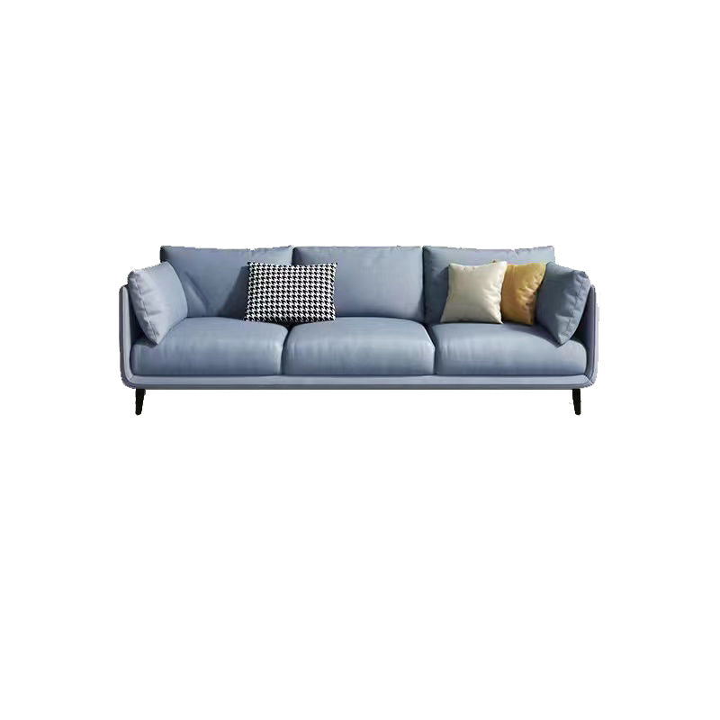 Glam Living Room 3-seater Sofa Leather Pillow Top Arm Seating Blue Tech Cloth Clearhalo 'furn' 'furn_sofas' 'Furniture' 'Living Room Furniture' 'Sofa' 'sofas' 6607122