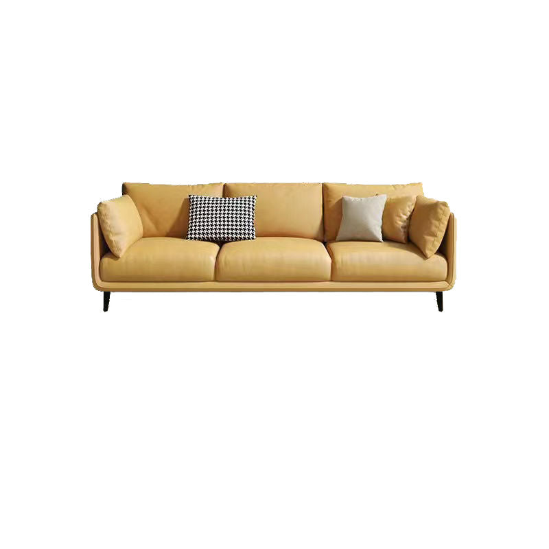 Glam Living Room 3-seater Sofa Leather Pillow Top Arm Seating Light Brown Tech Cloth Clearhalo 'furn' 'furn_sofas' 'Furniture' 'Living Room Furniture' 'Sofa' 'sofas' 6607124