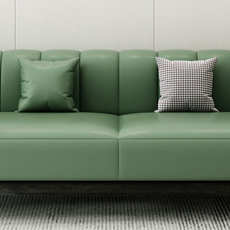 Industrial Living Room Sofa Leather Rolled Arm Black Seating