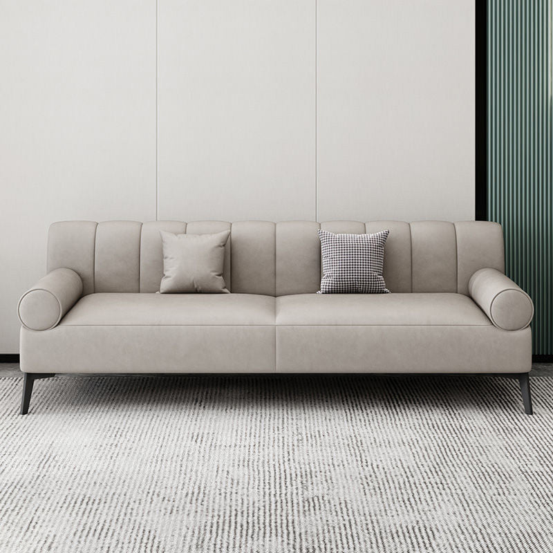 Industrial Living Room Sofa Leather Rolled Arm Black Seating