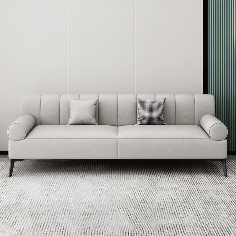 Industrial Living Room Sofa Leather Rolled Arm Black Seating