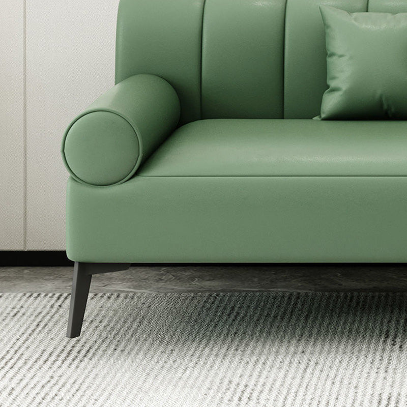 Industrial Living Room Sofa Leather Rolled Arm Black Seating