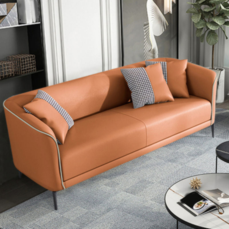 Industrial Living Room Sofa Leather Tuxedo Arm Black Seating