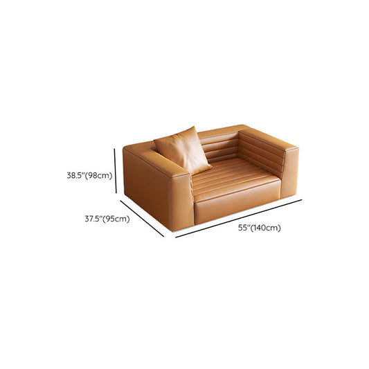 Echte Lederquadrat -Armsofa Kissen Orange Wohnzimmer Sitzgelegenheiten