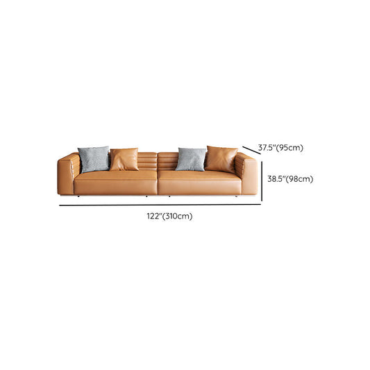 Echte Lederquadrat -Armsofa Kissen Orange Wohnzimmer Sitzgelegenheiten