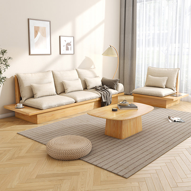 Scandinavische stoffen woonkamer bank losse rug witte zitplaatsen