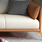 Faux Leather Square Arm Sofa with Chaise in Orange & Beige Loose Back Cushions Sofa Clearhalo 'furn' 'furn_sofas' 'Furniture' 'Living Room Furniture' 'Sofa' 'sofas' 6607238