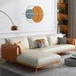 Faux Leather Square Arm Sofa with Chaise in Orange & Beige Loose Back Cushions Sofa Clearhalo 'furn' 'furn_sofas' 'Furniture' 'Living Room Furniture' 'Sofa' 'sofas' 6607240
