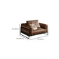 Square Arm Loose Back Sofa Mid Century Modern Genuine Leather Sofa in Brown