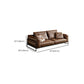 Square Arm Loose Back Sofa Mid Century Modern Genuine Leather Sofa in Brown
