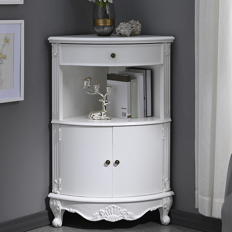 Mid-Century Modern Cabinet with Doors and Cabriole Legs in Solid Wood 17.7"L x 17.7"W x 39.4"H White Clearhalo 'Cabinets & Chests' 'cabinets_chests' 'furn' 'furn_cabinets_chests' 'Furniture' 'Living Room Furniture' 6607271