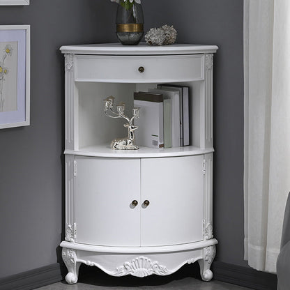 Mid-Century Modern Cabinet with Doors and Cabriole Legs in Solid Wood 17.7"L x 17.7"W x 39.4"H White Clearhalo 'Cabinets & Chests' 'cabinets_chests' 'furn' 'furn_cabinets_chests' 'Furniture' 'Living Room Furniture' 6607271