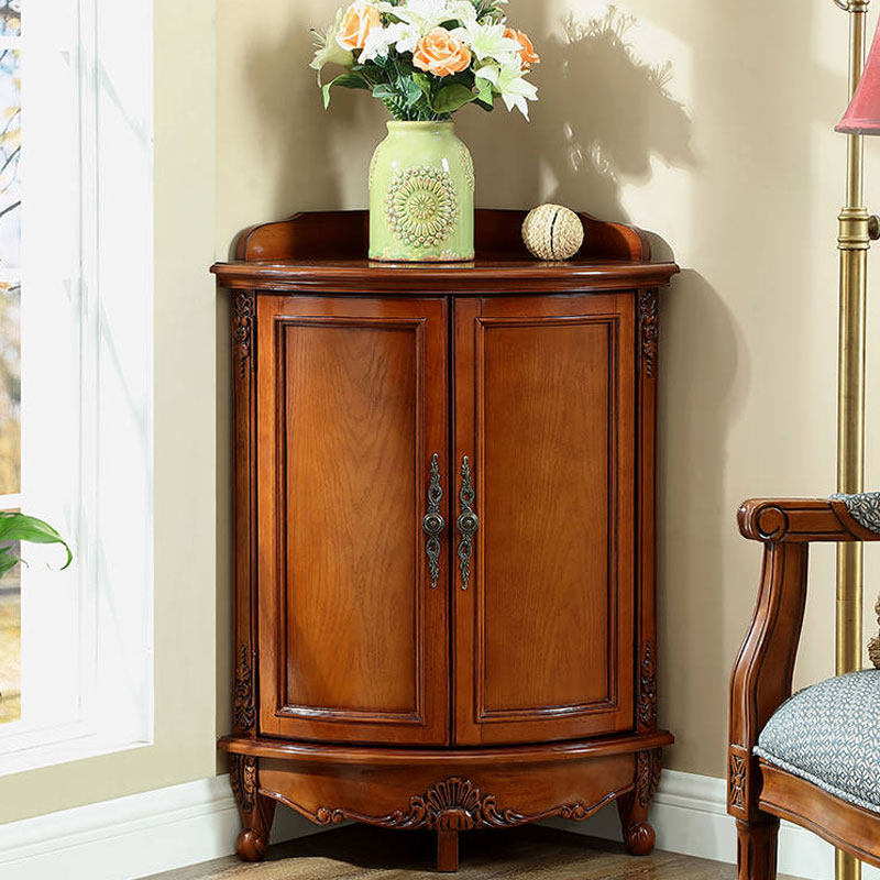 Mid-Century Modern Cabinet with Doors and Cabriole Legs in Solid Wood 19.7"L x 19.7"W x 38.6"H Walnut Clearhalo 'Cabinets & Chests' 'cabinets_chests' 'furn' 'furn_cabinets_chests' 'Furniture' 'Living Room Furniture' 6607279