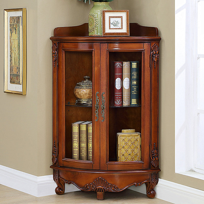 Mid-Century Modern Cabinet with Doors and Cabriole Legs in Solid Wood 20"L x 20"W x 43"H Walnut Clearhalo 'Cabinets & Chests' 'cabinets_chests' 'furn' 'furn_cabinets_chests' 'Furniture' 'Living Room Furniture' 6607280