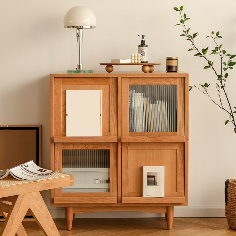 Mid-Century Modern Natural Cabinet with 4 Doors in Pine Wood Natural Clearhalo 'Cabinets & Chests' 'cabinets_chests' 'furn' 'furn_cabinets_chests' 'Furniture' 'Living Room Furniture' 6607342