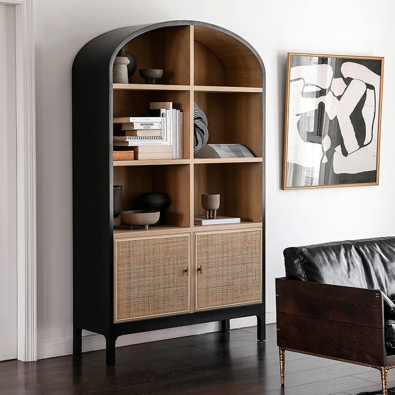 Mid-Century Modern Black Accent Cabinet with 8 Shelves in Solid Wood Clearhalo 'Cabinets & Chests' 'cabinets_chests' 'furn' 'furn_cabinets_chests' 'Furniture' 'Living Room Furniture' 6607379