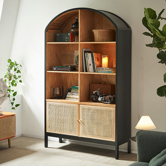 Mid-Century Modern Black Accent Cabinet with 8 Shelves in Solid Wood Clearhalo 'Cabinets & Chests' 'cabinets_chests' 'furn' 'furn_cabinets_chests' 'Furniture' 'Living Room Furniture' 6607380