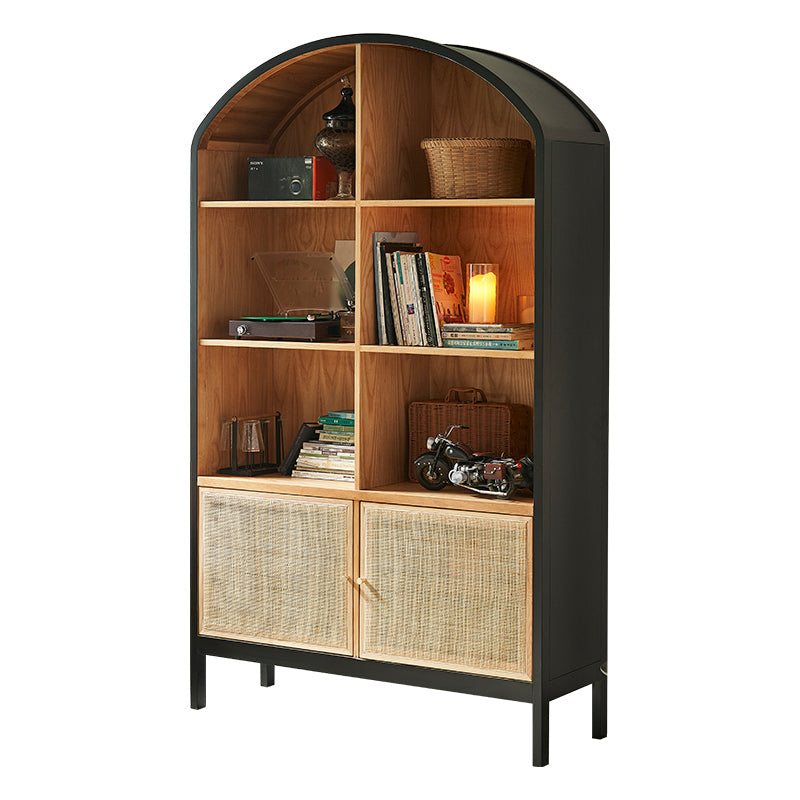 Mid-Century Modern Black Accent Cabinet with 8 Shelves in Solid Wood Clearhalo 'Cabinets & Chests' 'cabinets_chests' 'furn' 'furn_cabinets_chests' 'Furniture' 'Living Room Furniture' 6607382