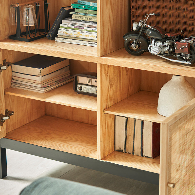 Mid-Century Modern Black Accent Cabinet with 8 Shelves in Solid Wood Clearhalo 'Cabinets & Chests' 'cabinets_chests' 'furn' 'furn_cabinets_chests' 'Furniture' 'Living Room Furniture' 6607384