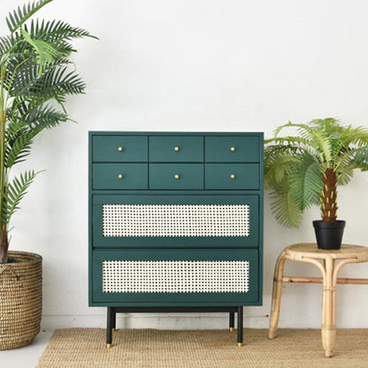 Contemporary Green Accent Chest with 8 Drawers and Straight Legs 31"L x 16"W x 39"H Clearhalo 'Cabinets & Chests' 'cabinets_chests' 'furn' 'furn_cabinets_chests' 'Furniture' 'Living Room Furniture' 6607391