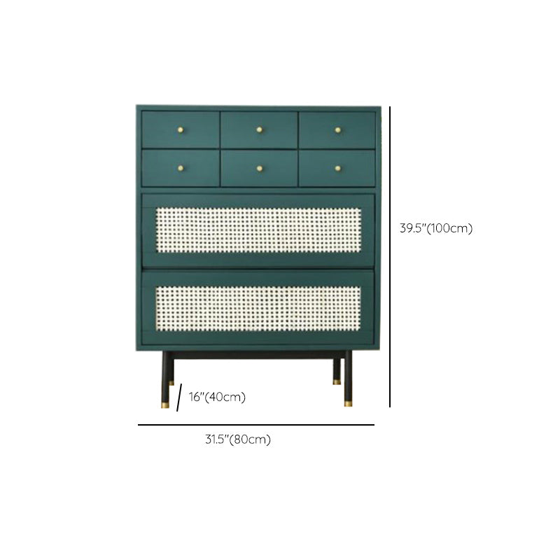 Contemporary Green Accent Chest with 8 Drawers and Straight Legs Clearhalo 'Cabinets & Chests' 'cabinets_chests' 'furn' 'furn_cabinets_chests' 'Furniture' 'Living Room Furniture' 6607400