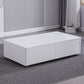 4 Drawers Contemporary Coffee Table in White Solid Wood 13.8" H Cocktail Table