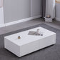 4 Drawers Contemporary Coffee Table in White Solid Wood 13.8" H Cocktail Table