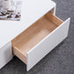4 Drawers Contemporary Coffee Table in White Solid Wood 13.8" H Cocktail Table