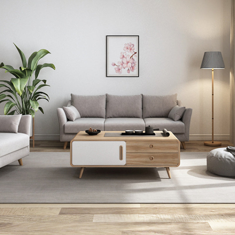Table basse simple Natural 1 Table de cocktail moderne à 1 porte avec rangement