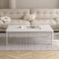 Mesa de centro Modernism Sate Top Mesa de cóctel rectangular de 4 patas en blanco