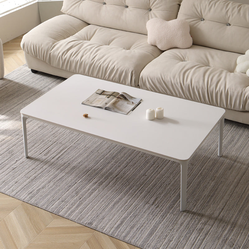Mesa de centro Modernism Sate Top Mesa de cóctel rectangular de 4 patas en blanco
